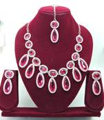Pink designer premium festive wear necklace set