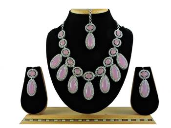 Pink designer premium festive wear necklace set 1