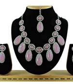 Pink designer premium festive wear necklace set