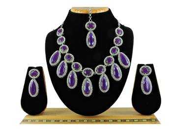 Purple designer premium festive wear necklace set 1