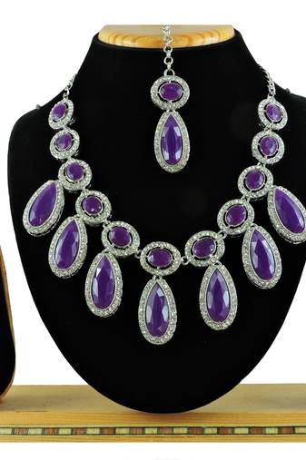 Purple designer premium festive wear necklace set