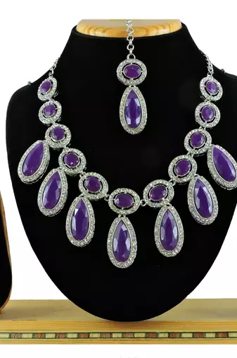 Purple designer premium festive wear necklace set
