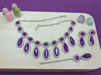 Purple designer premium festive wear necklace set 2