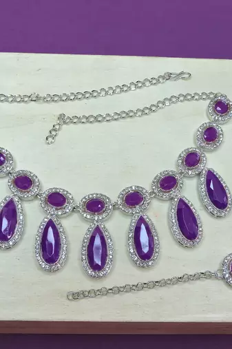 Purple designer premium festive wear necklace set