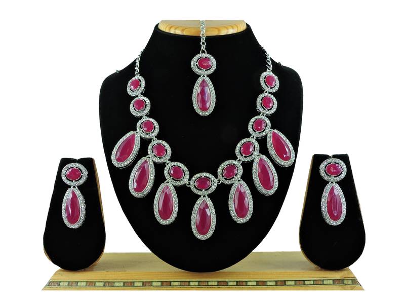 Red designer premium festive wear necklace set