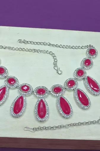 Red designer premium festive wear necklace set