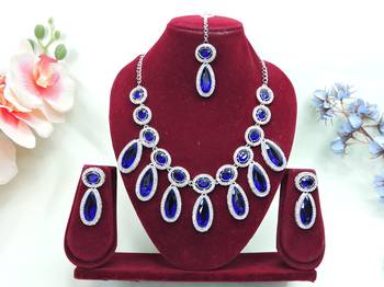 Turquoise designer premium festive wear necklace set 1