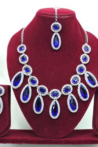 Turquoise designer premium festive wear necklace set