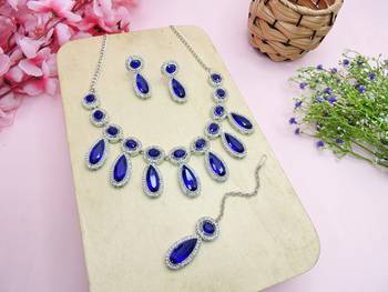 Turquoise designer premium festive wear necklace set 2