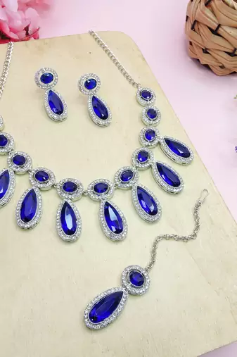 Turquoise designer premium festive wear necklace set