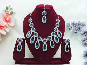 Turquoise designer premium festive wear necklace set 1