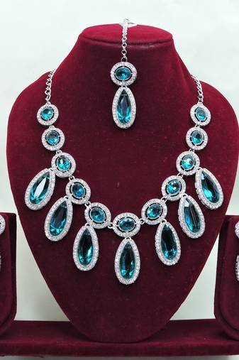 Turquoise designer premium festive wear necklace set