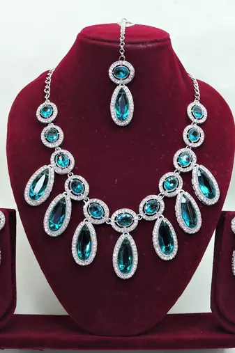 Turquoise designer premium festive wear necklace set