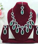 Green designer premium festive wear necklace set