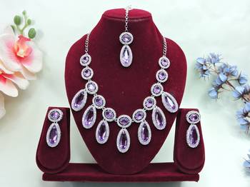 Purple designer premium festive wear necklace set 1