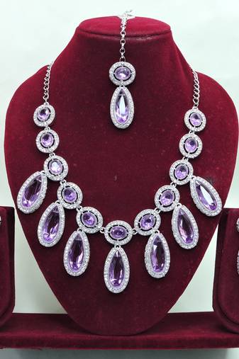 Purple designer premium festive wear necklace set