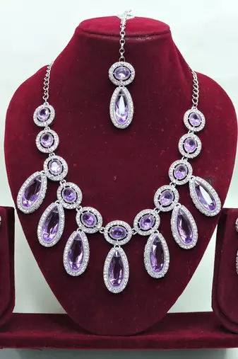 Purple designer premium festive wear necklace set