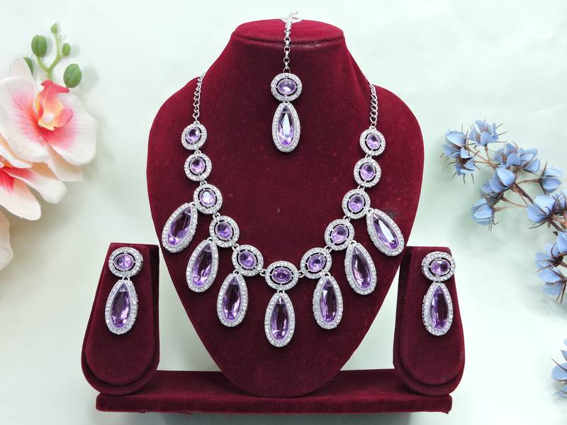 Purple designer premium festive wear necklace set