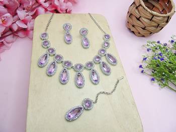 Purple designer premium festive wear necklace set 2