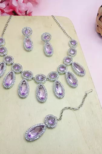 Purple designer premium festive wear necklace set