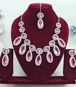 Pink designer premium festive wear necklace set