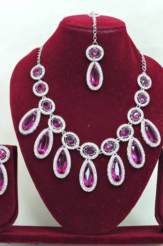 Purple designer premium festive wear necklace set