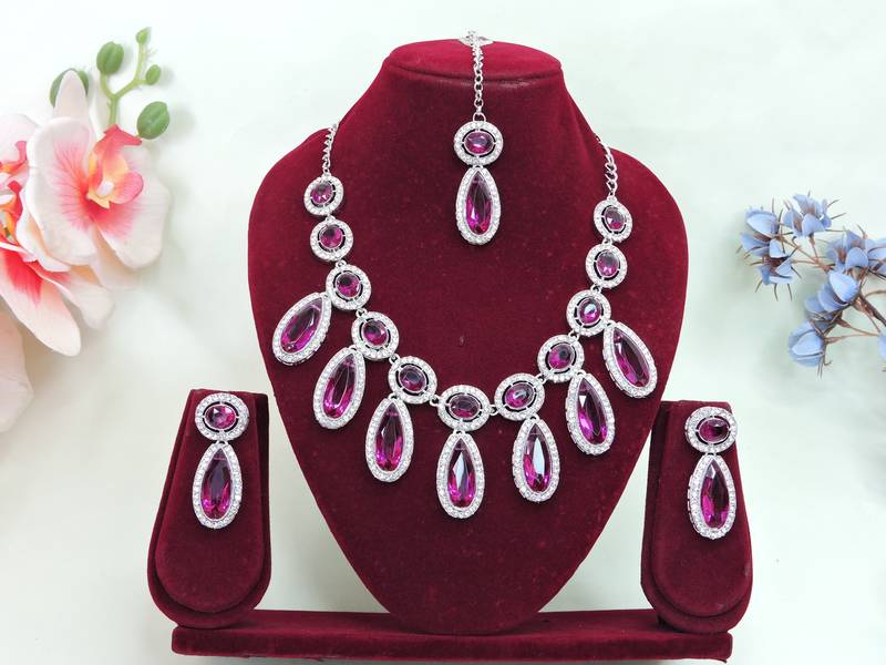 Purple designer premium festive wear necklace set