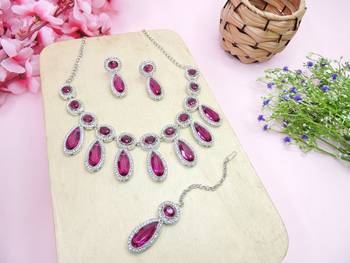 Purple designer premium festive wear necklace set 2