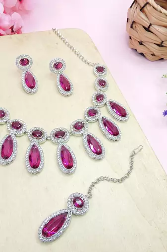 Purple designer premium festive wear necklace set
