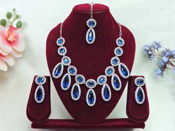 Turquoise designer premium festive wear necklace set 1