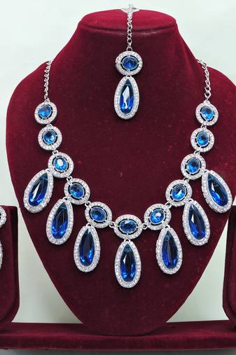 Turquoise designer premium festive wear necklace set