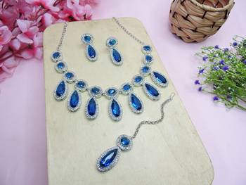 Turquoise designer premium festive wear necklace set 2