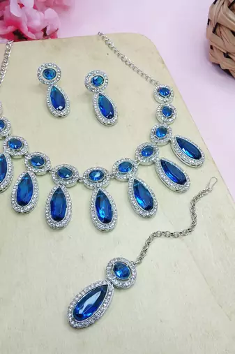 Turquoise designer premium festive wear necklace set