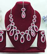 Pink designer premium festive wear necklace set