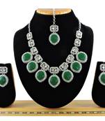 Green designer premium festive wear necklace set