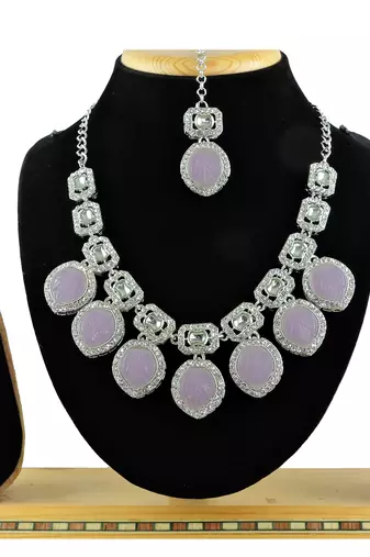 Purple designer premium festive wear necklace set