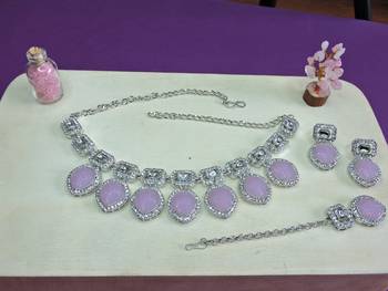 Purple designer premium festive wear necklace set 2