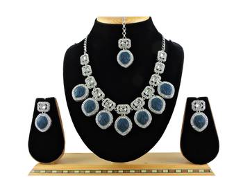 Blue designer premium festive wear necklace set 1