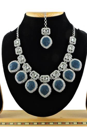 Blue designer premium festive wear necklace set