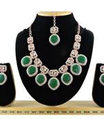 Green designer premium festive wear necklace set