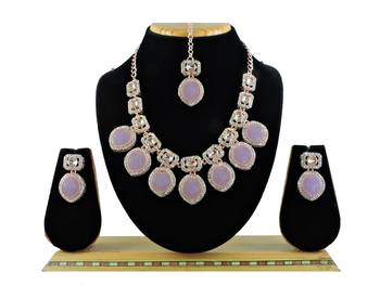 Purple designer premium festive wear necklace set 1