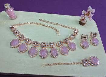 Purple designer premium festive wear necklace set 2