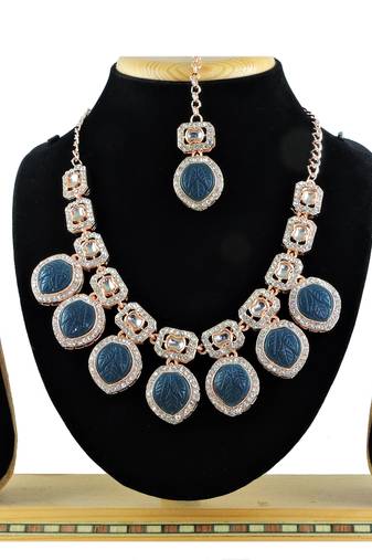 Blue designer premium festive wear necklace set