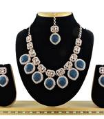 Blue designer premium festive wear necklace set