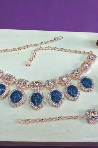 Blue designer premium festive wear necklace set