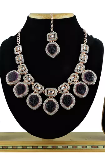 Purple designer premium festive wear necklace set