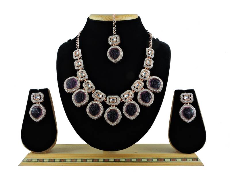 Purple designer premium festive wear necklace set