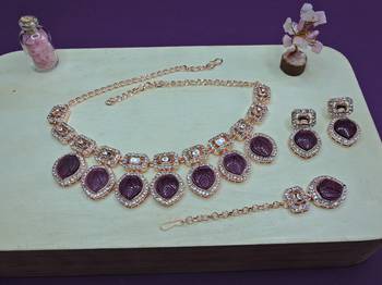 Purple designer premium festive wear necklace set 2
