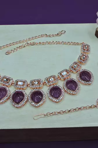 Purple designer premium festive wear necklace set
