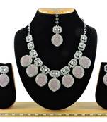 Pink designer premium festive wear necklace set